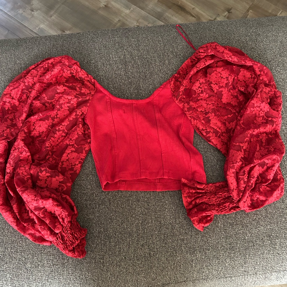 Urban Outfitters Red Lace Crop Top - Picture 3 of 4